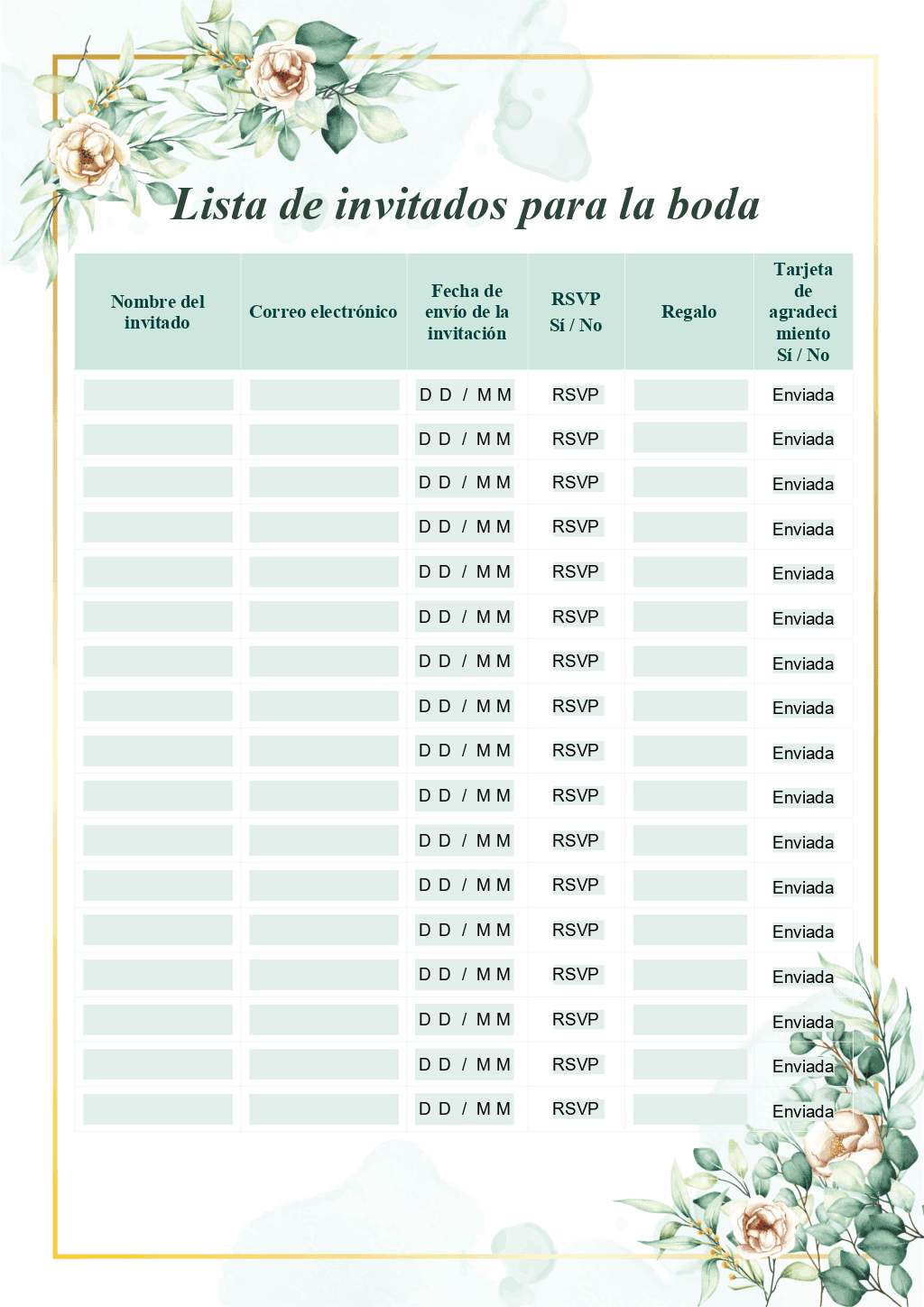 Lista de Invitados e Importación Excel